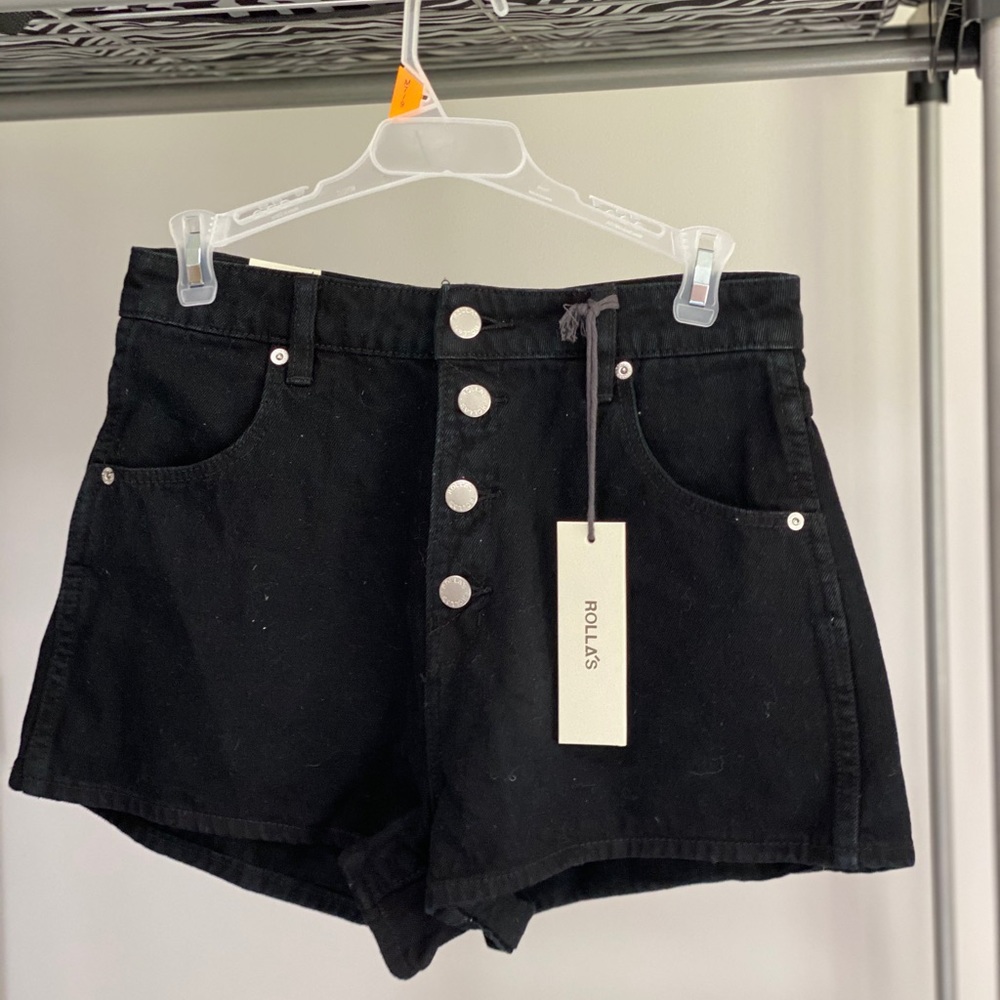 Black jean shorts